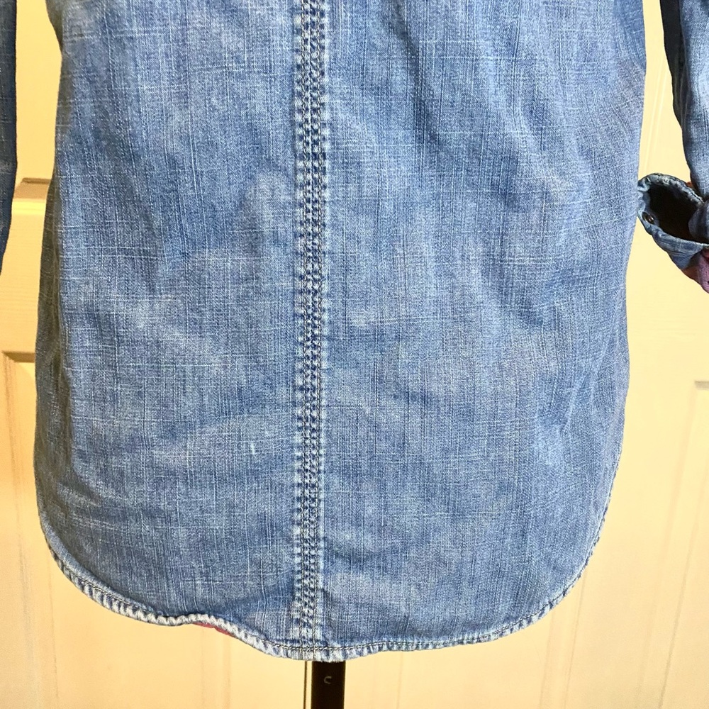 American Eagle Lined Pearl Snap Button Denim Shirt - image 4
